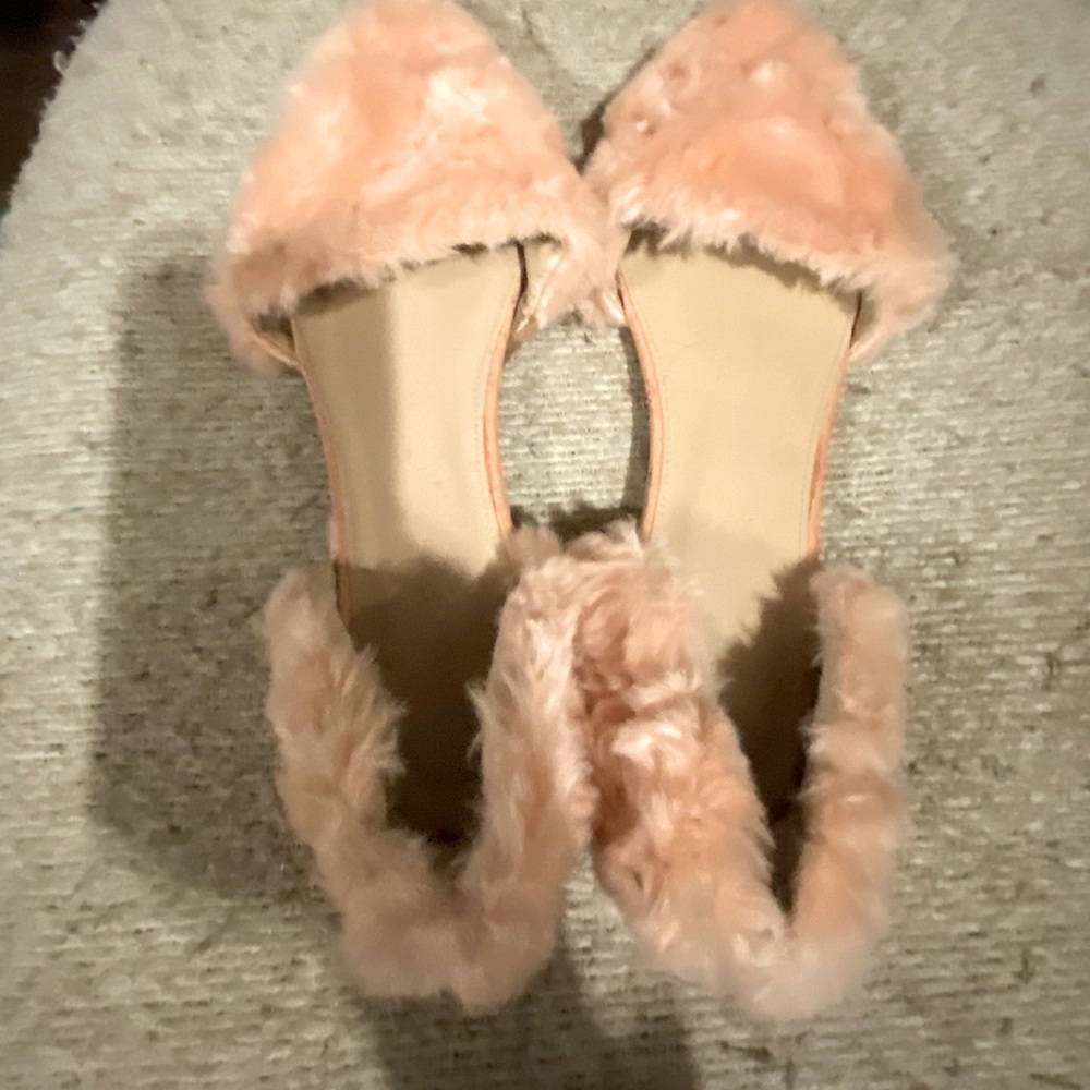 Top shop faux fur pink flats 6.5